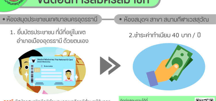 การสมัครสมาชิกห้องสมุดประชาชนเทศบาลนครอุดรธานี และ ห้องสมุดฯ สาขาสนามกีฬาเวสสุวัณ